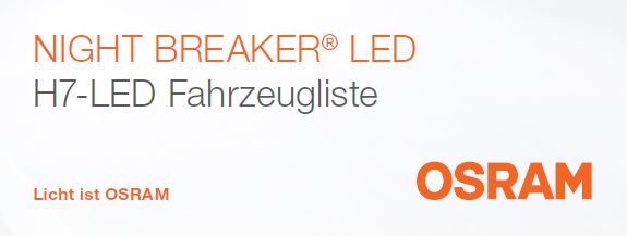 Fahrzeugliste für Nachrüstung OSRAM Night Breaker LED