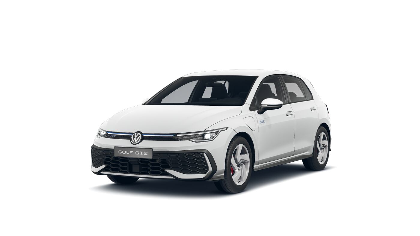 Golf 8 GTE, weiß, von vorn links
