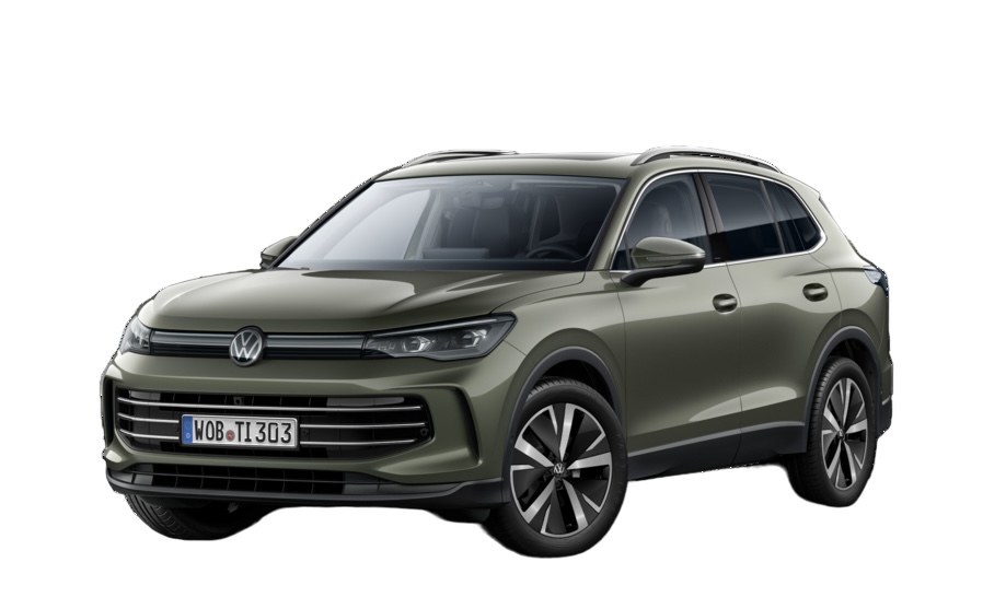 VW Tiguan Grün schräg vorne 